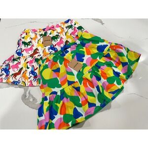 Mini Boden Kids Skirt Set 2pc Horse Rainbow Print‎ Ruffle Elastic Waist 10 12